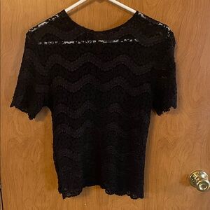 INC International Concepts Black Lace Blouse